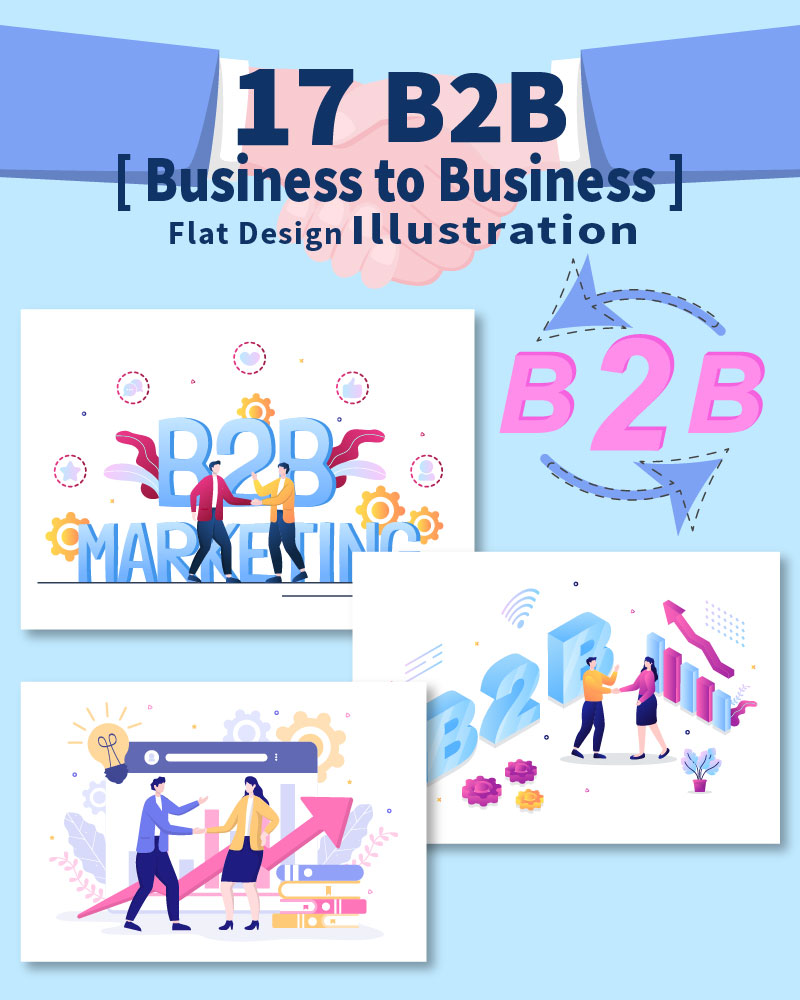 17 B2B or Business to Business Marketing Illustration