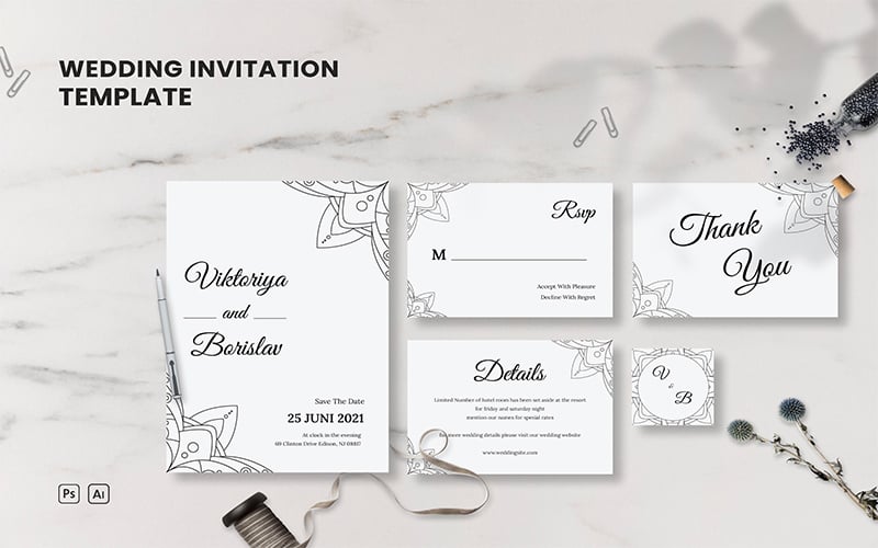 Wedding Set 5 - Invitation Template