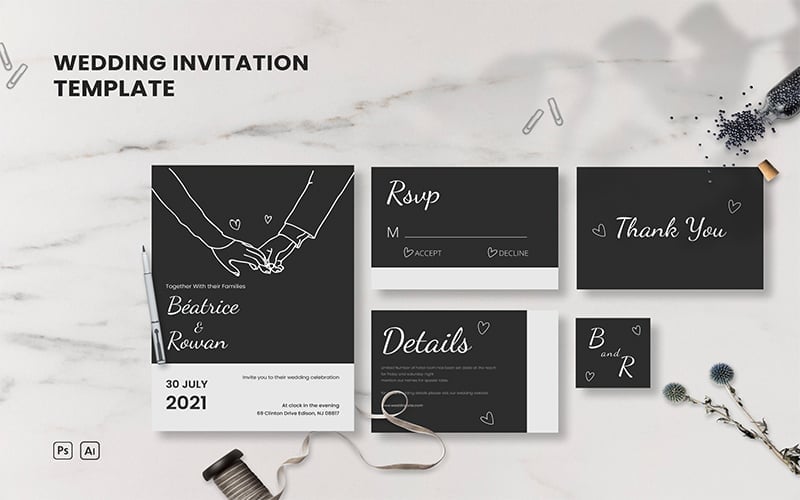 Wedding Set 3 - Invitation Template