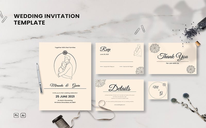 Wedding Set 2 - Invitation Template