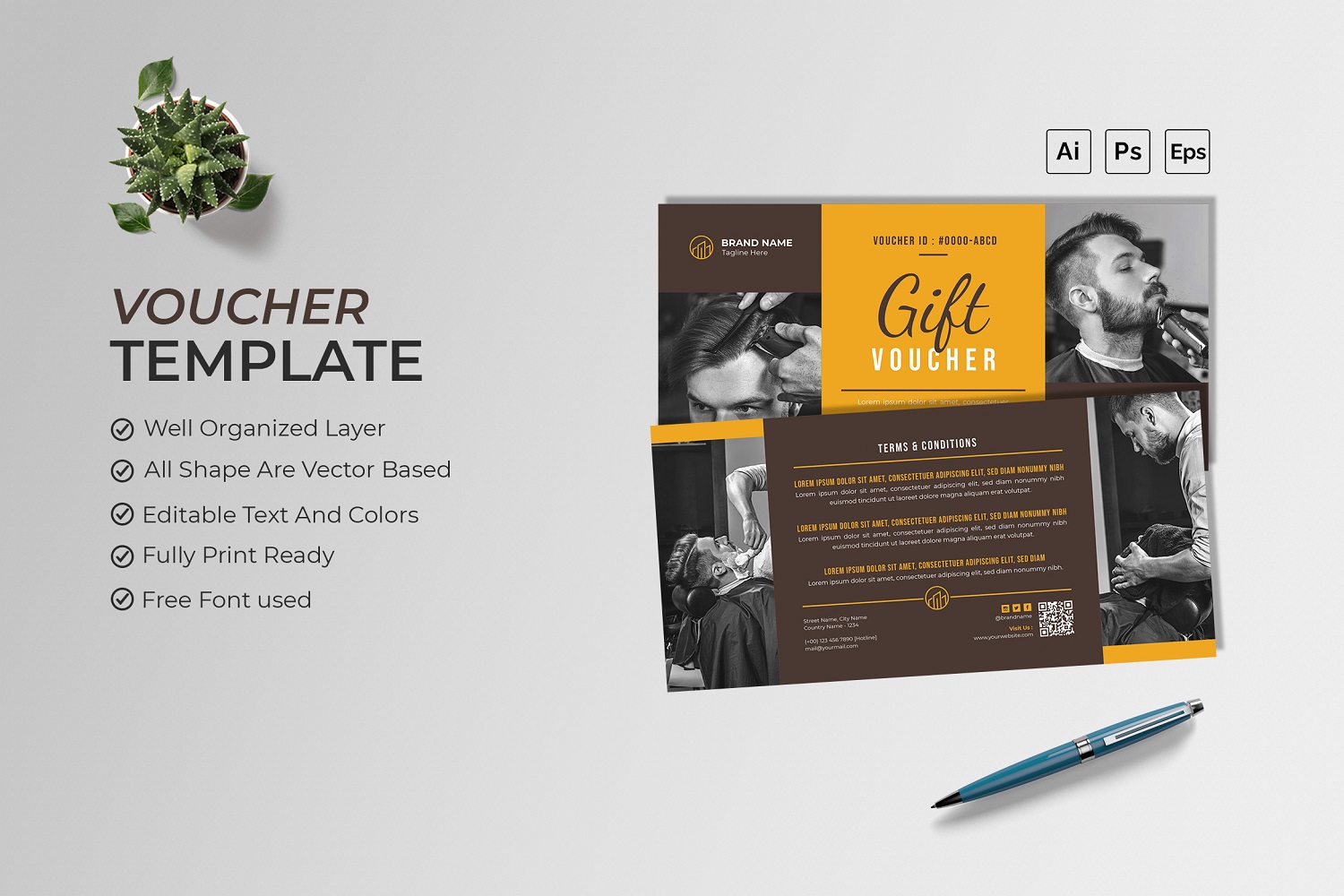 Retro Gift Voucher Print Template