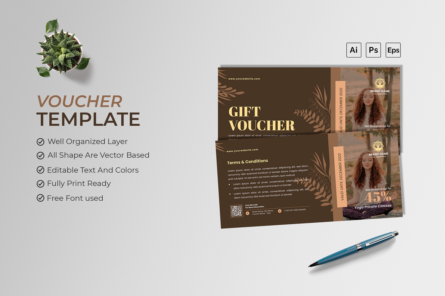 Yoga Gift Voucher Print Template