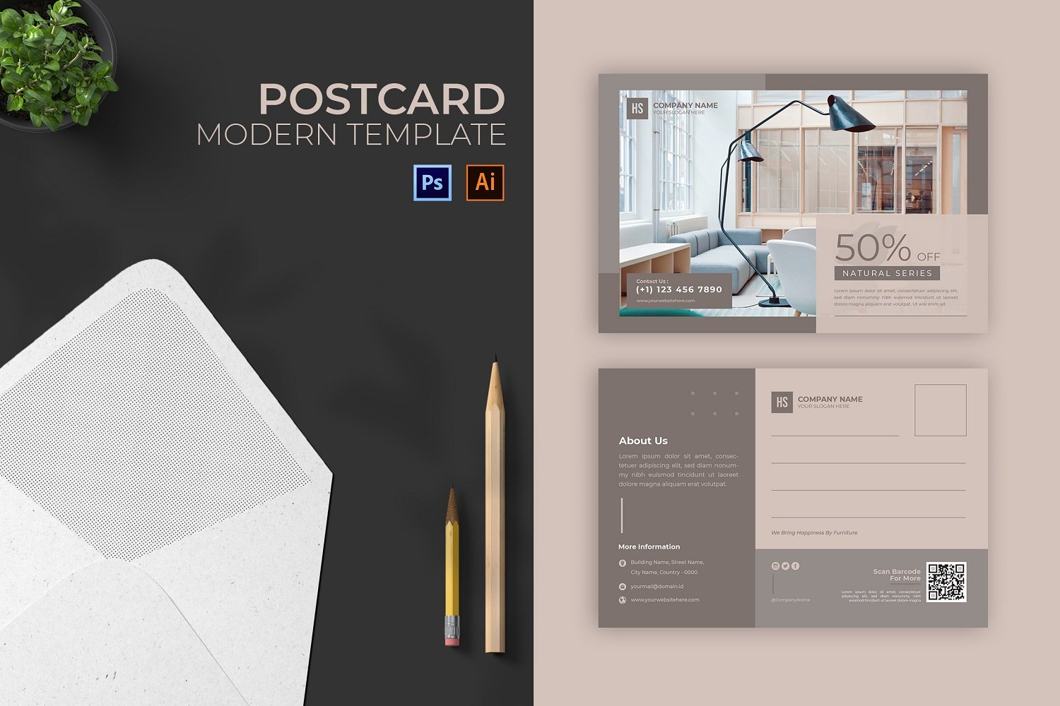 HS Furniture Post Card Print Template