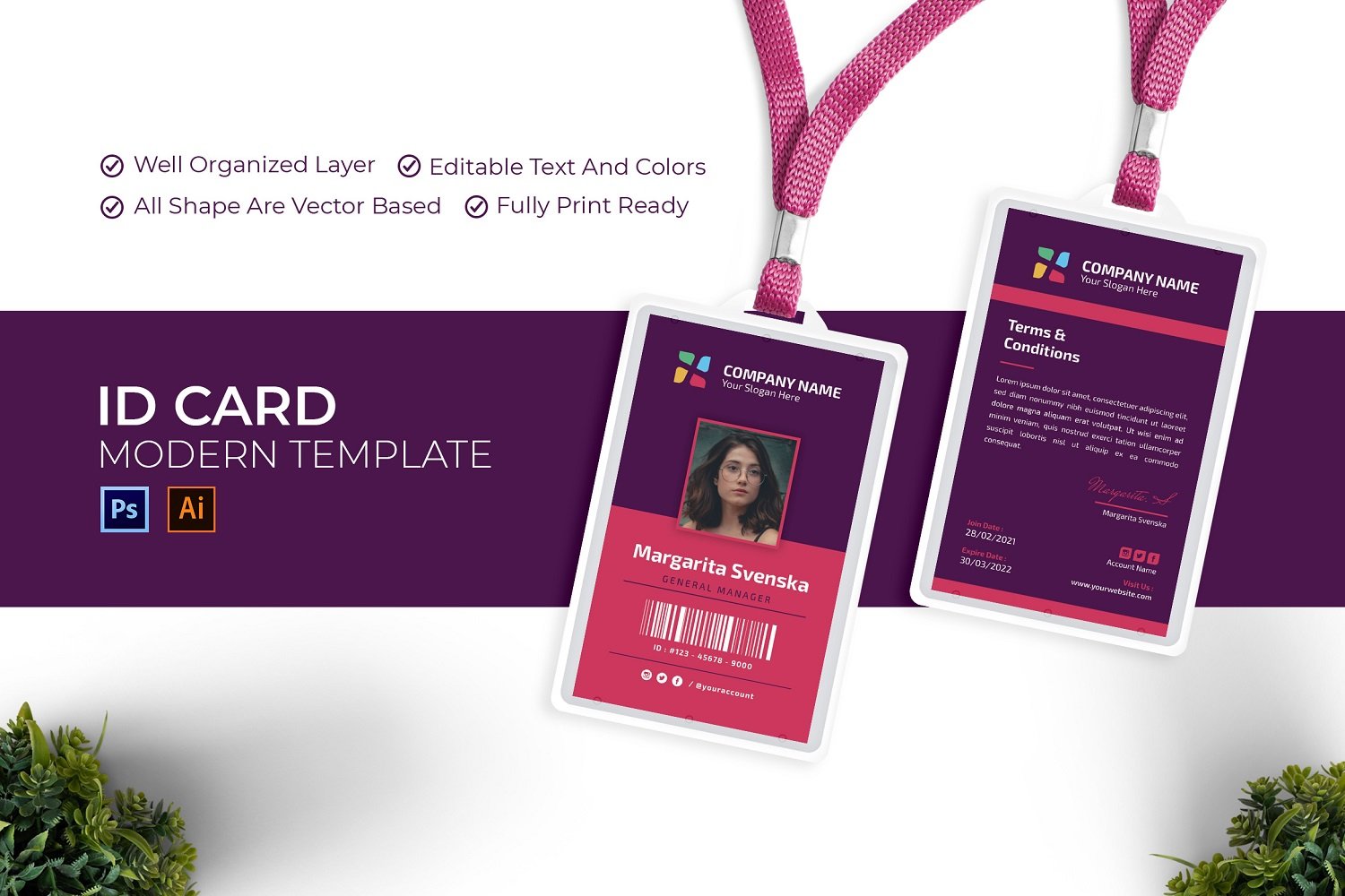 Violet Windwheel ID Card Template