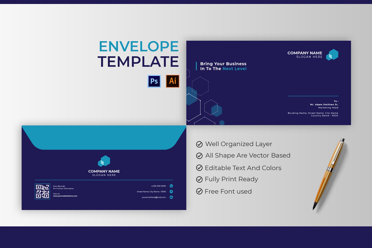 Hexa Company Envelope Template