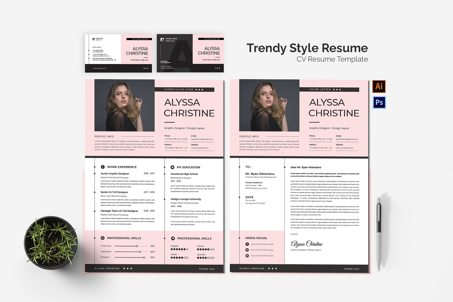 Trendy Style CV Resume Set