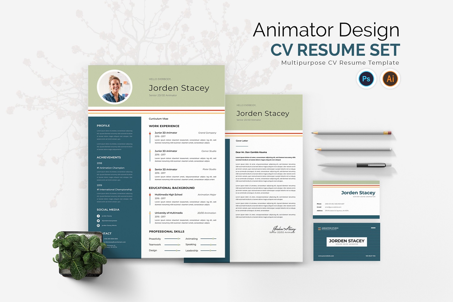 Animator Design CV Resume Set