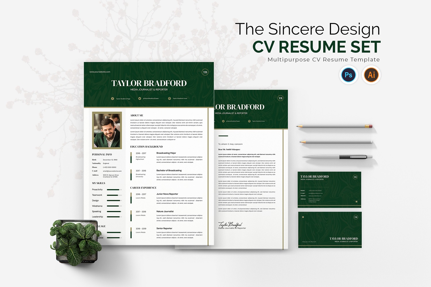 Sincere Design CV Resume Set