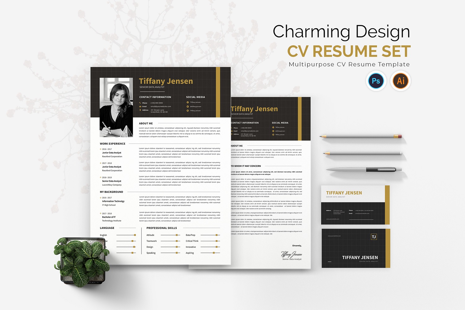 Charming Design CV Resume Set