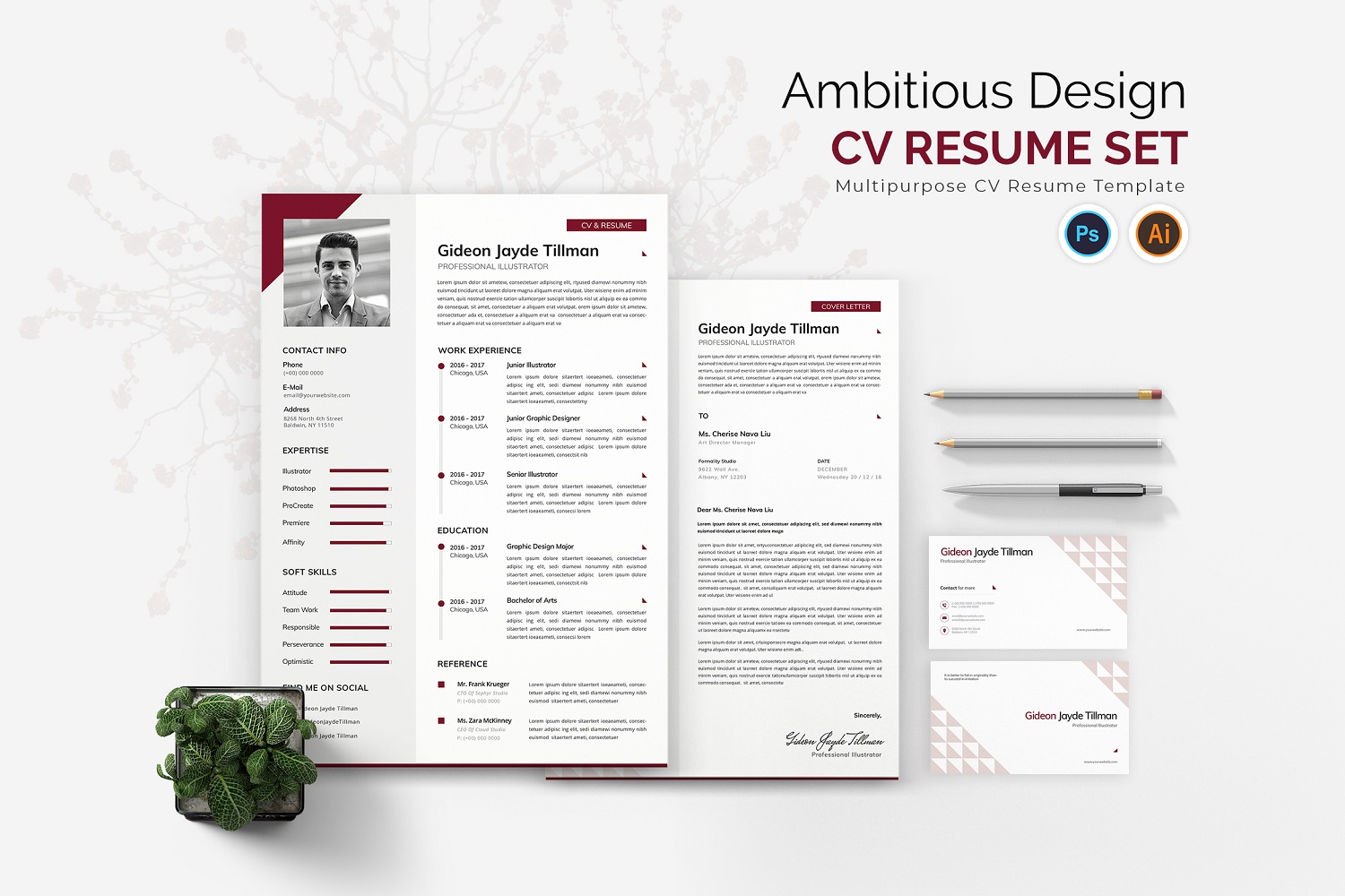 Ambitious Design CV Resume Set