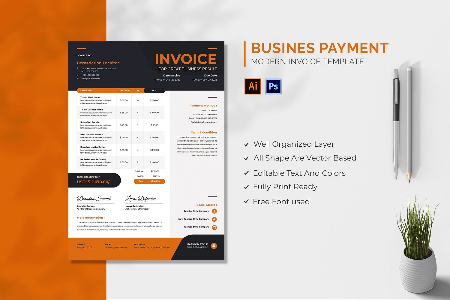 Business Fashion Invoice Template