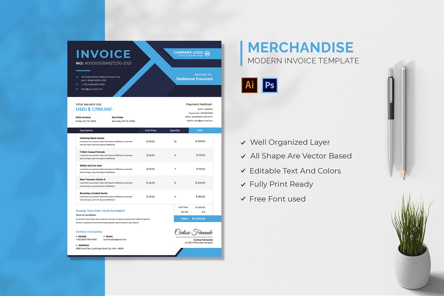 Merchandise Invoice Template