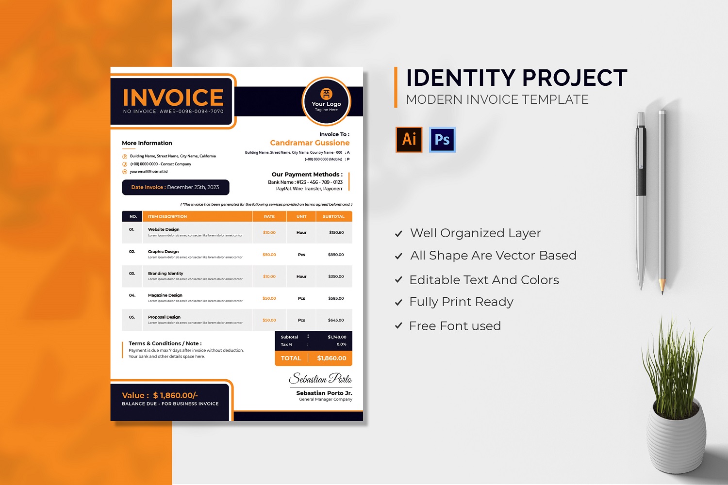 Identity Project Invoice Template