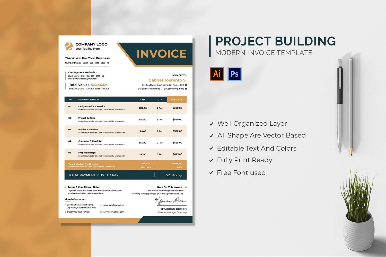 Project Building Invoice Template