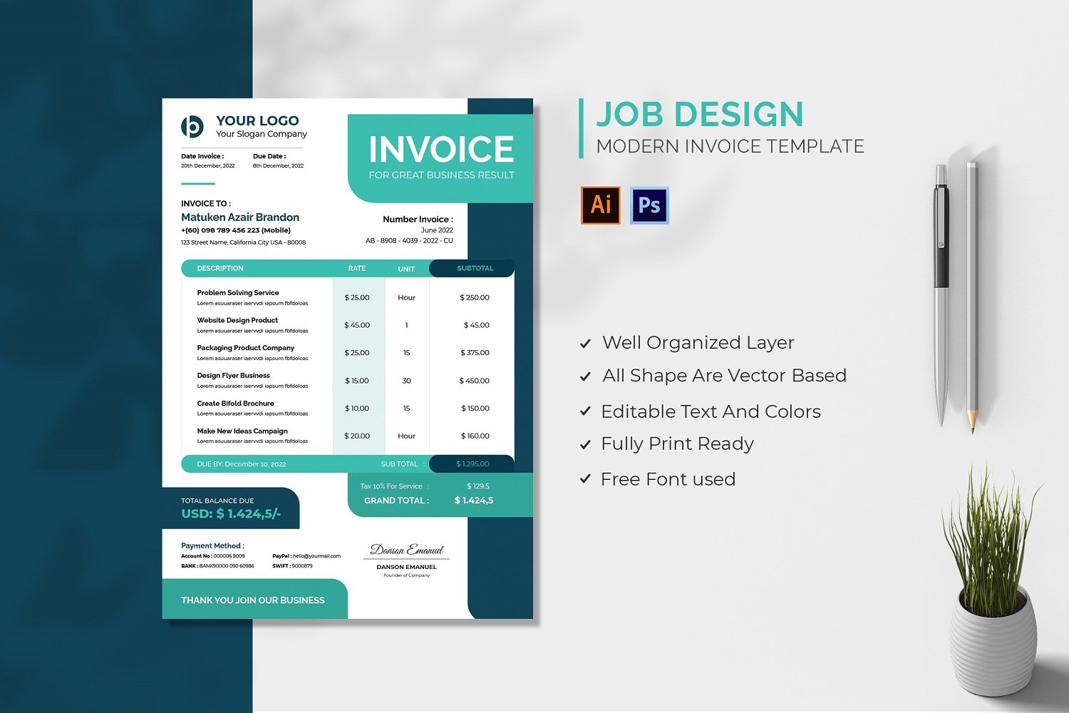 Job Design Invoice Template