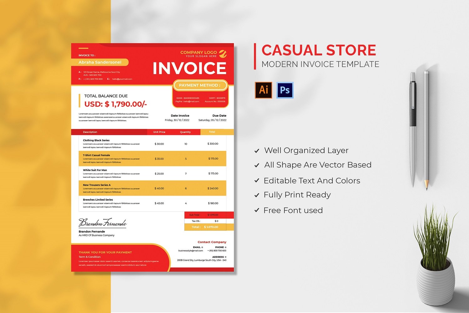 Casual Store Invoice Template