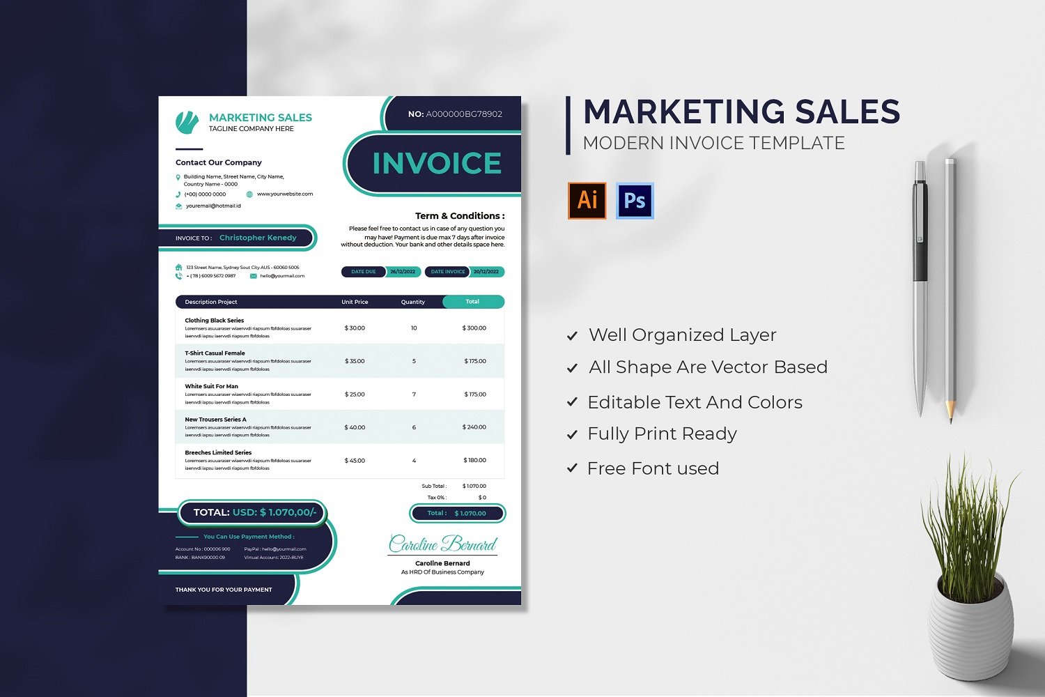 Marketing Sales Invoice Template