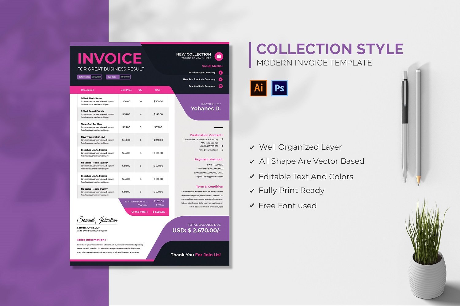 Collection Style Invoice Template