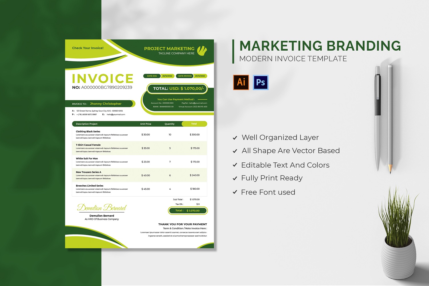 Marketing Branding Invoice Template