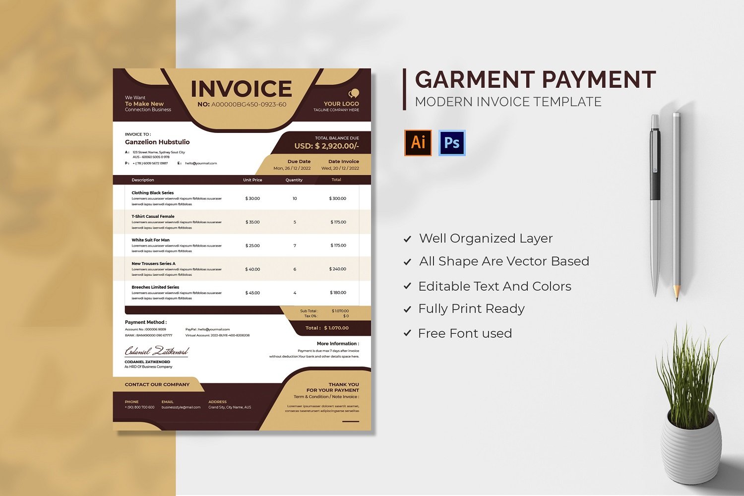 Garment Payment Invoice Template