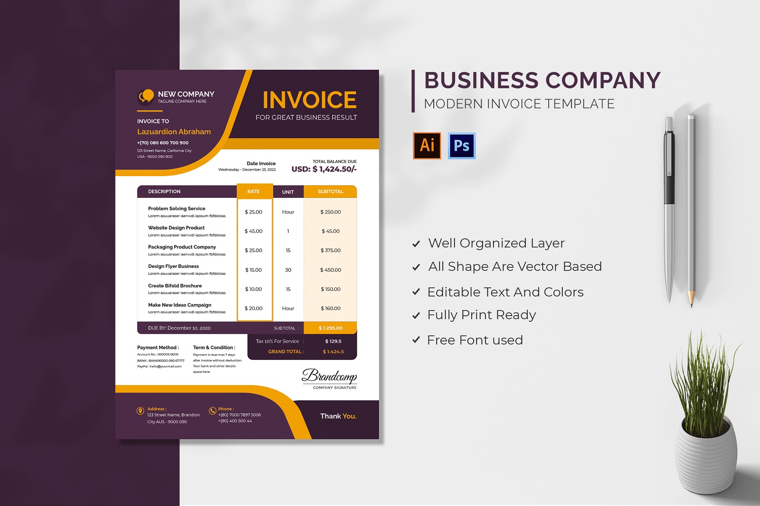 Business Company Invoice Template