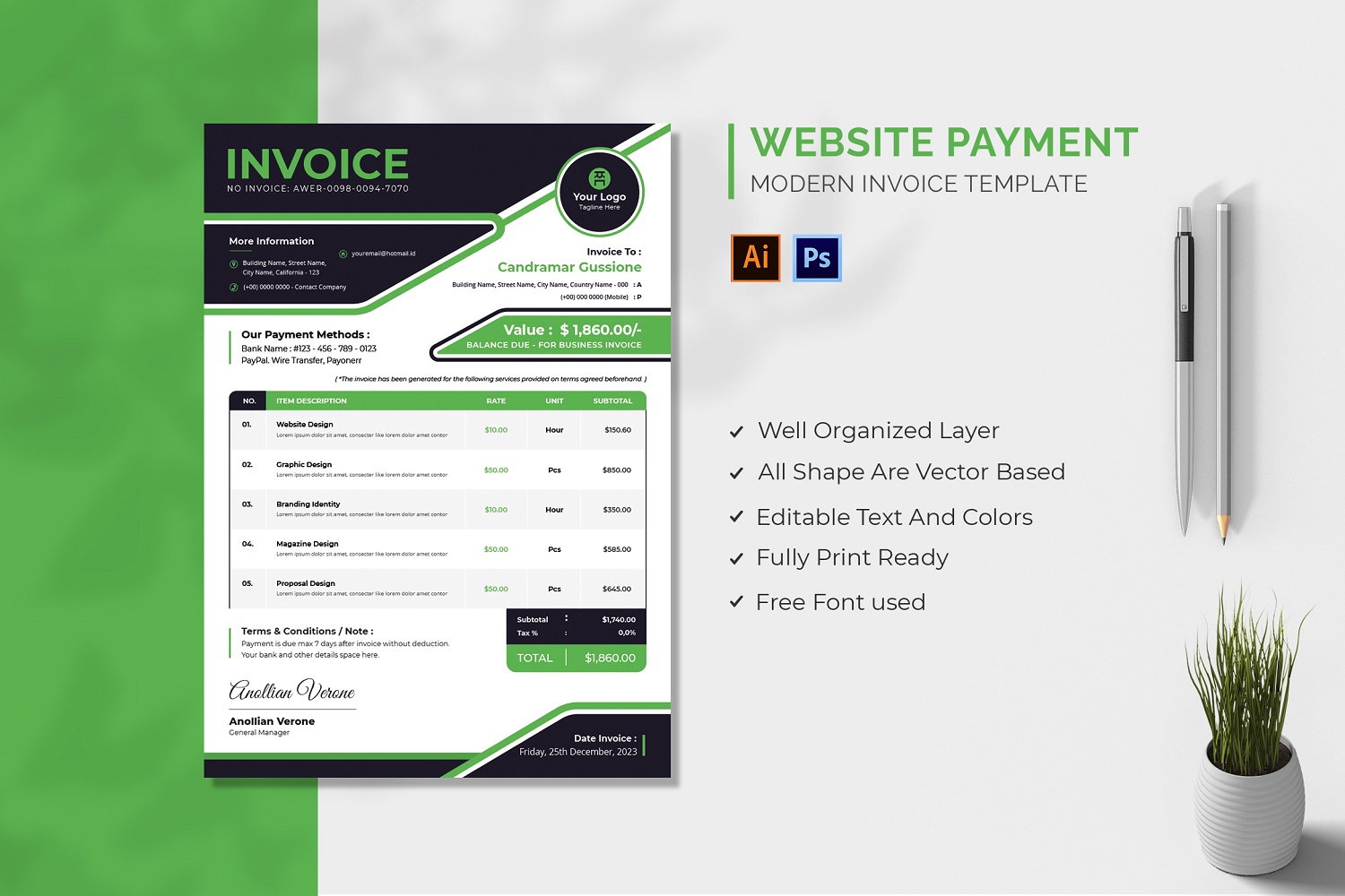 Website Payment Invoice Template