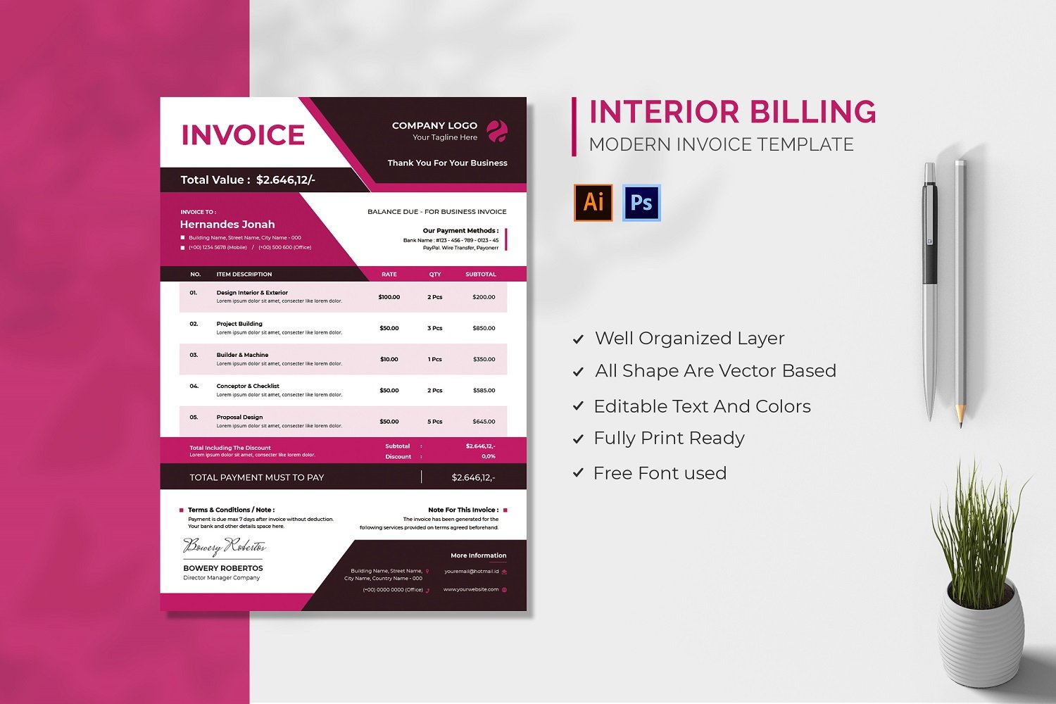 Interior Billing Invoice Template