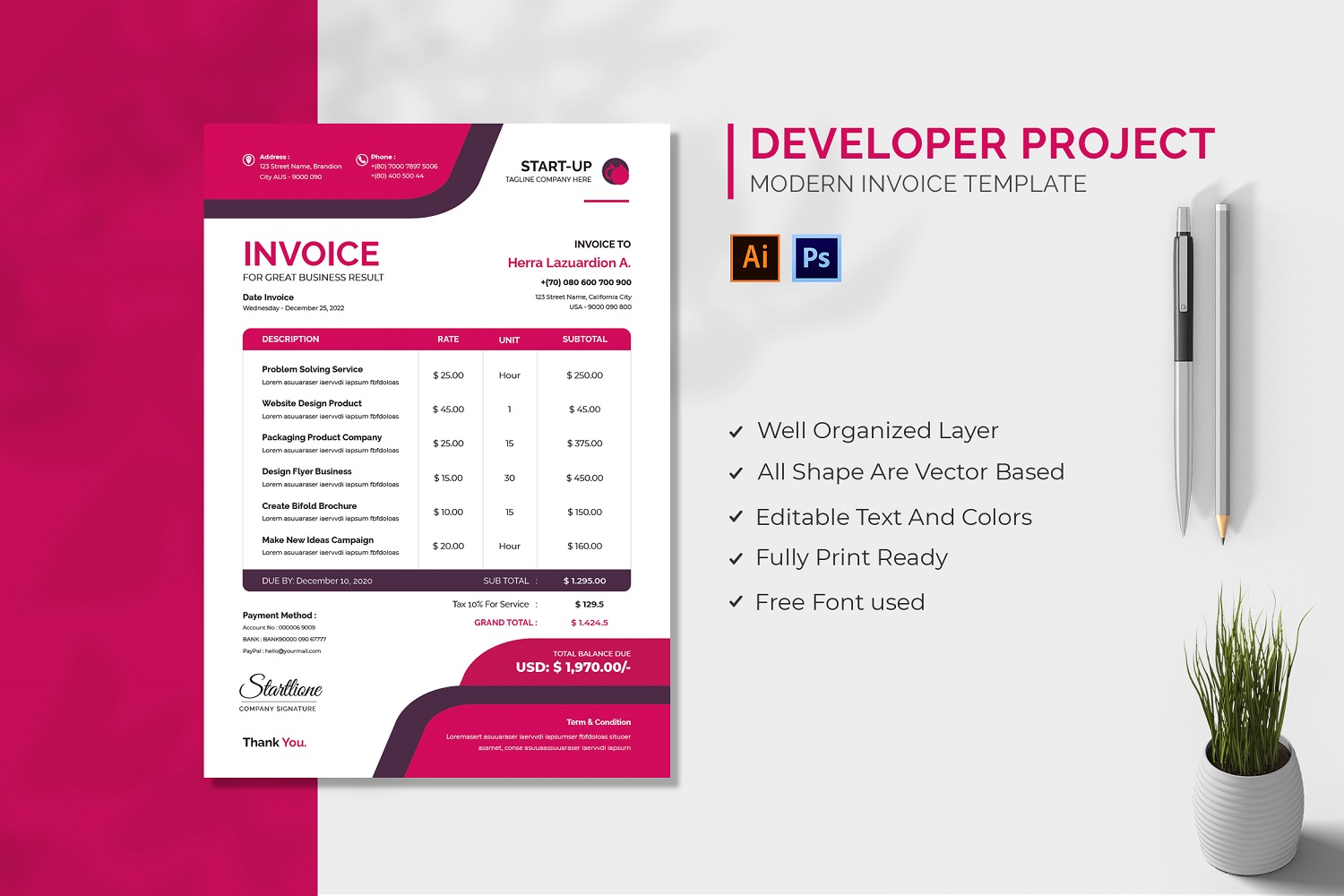 Developer Project Invoice Template