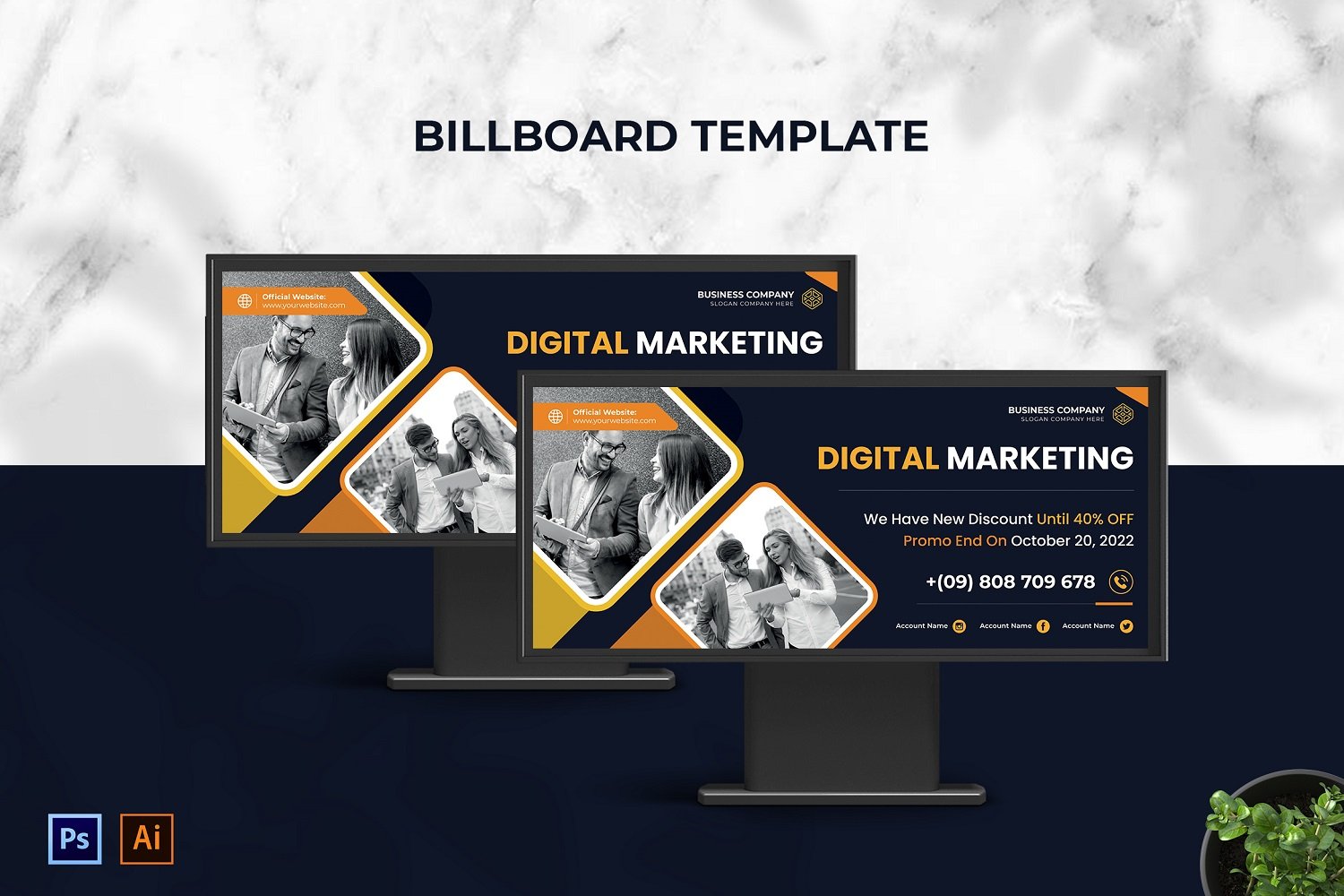 Black Digital Market Billboard Landscape