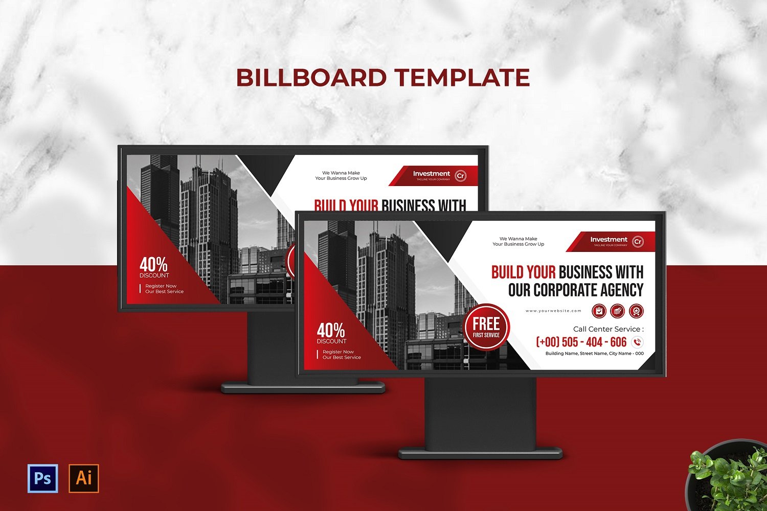 Red Corporate Agency Billboard Landscape