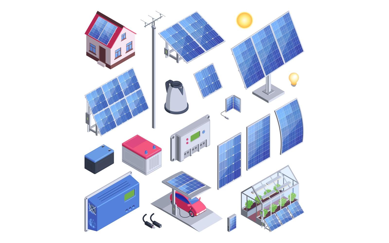 Isometric Solar Energy Color Set 210350417 Vector Illustration Concept