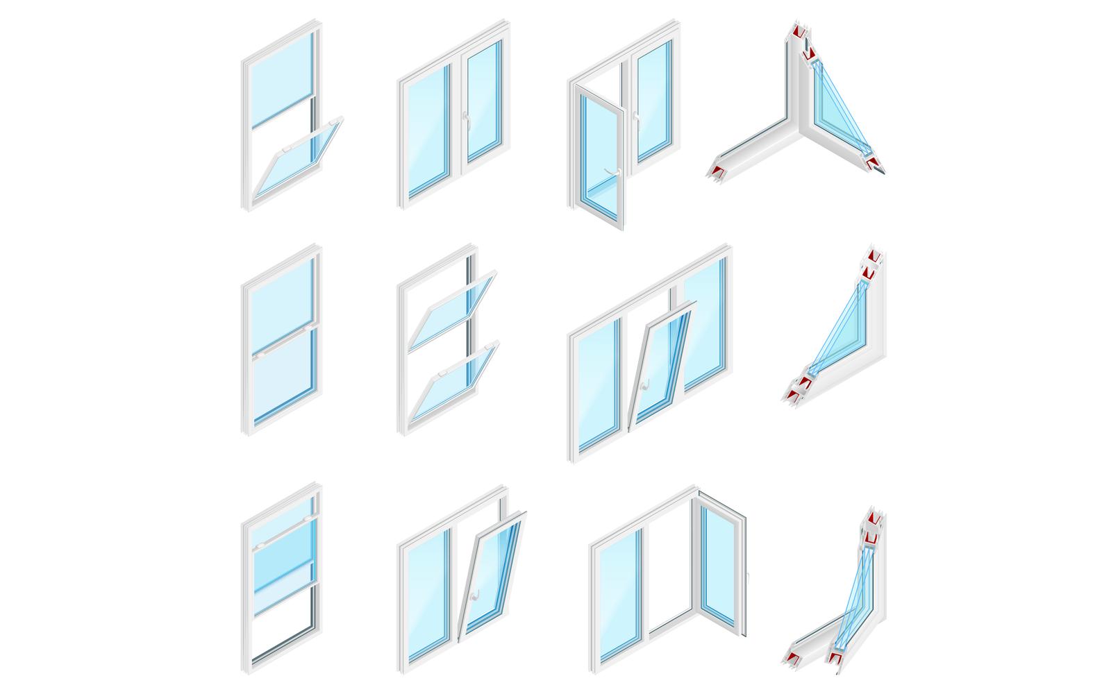 Isometric Installation Service Windows Set 210350402 Vector Illustration Concept