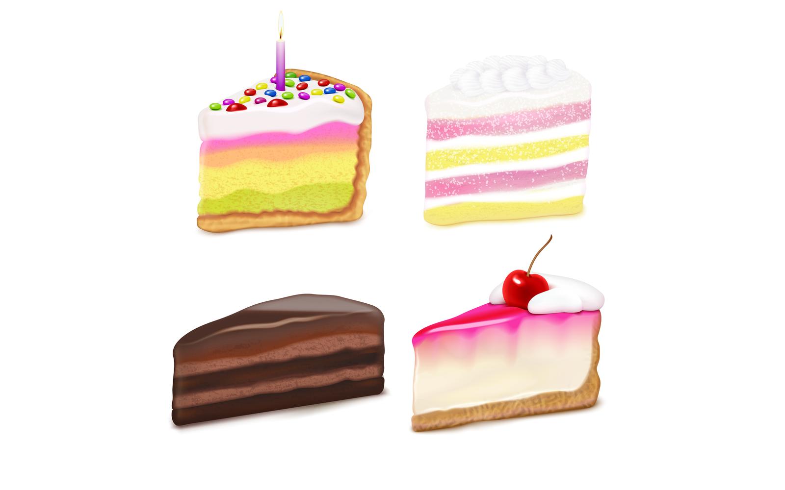 Cake Pieces Realistic Set 210321111 Vector Illustration Concept