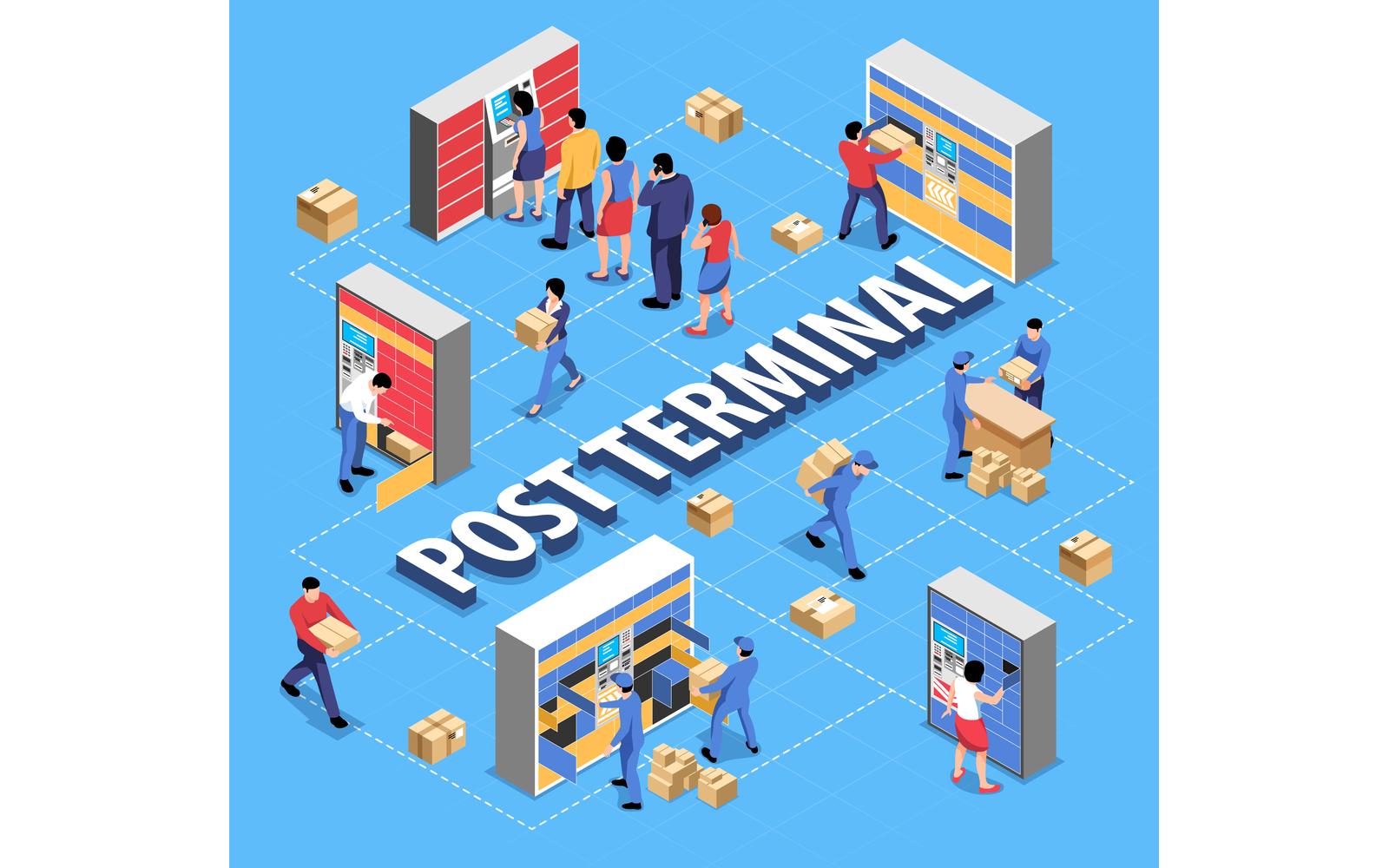 Isometric Post Terminal Flowchart 210310540 Vector Illustration Concept