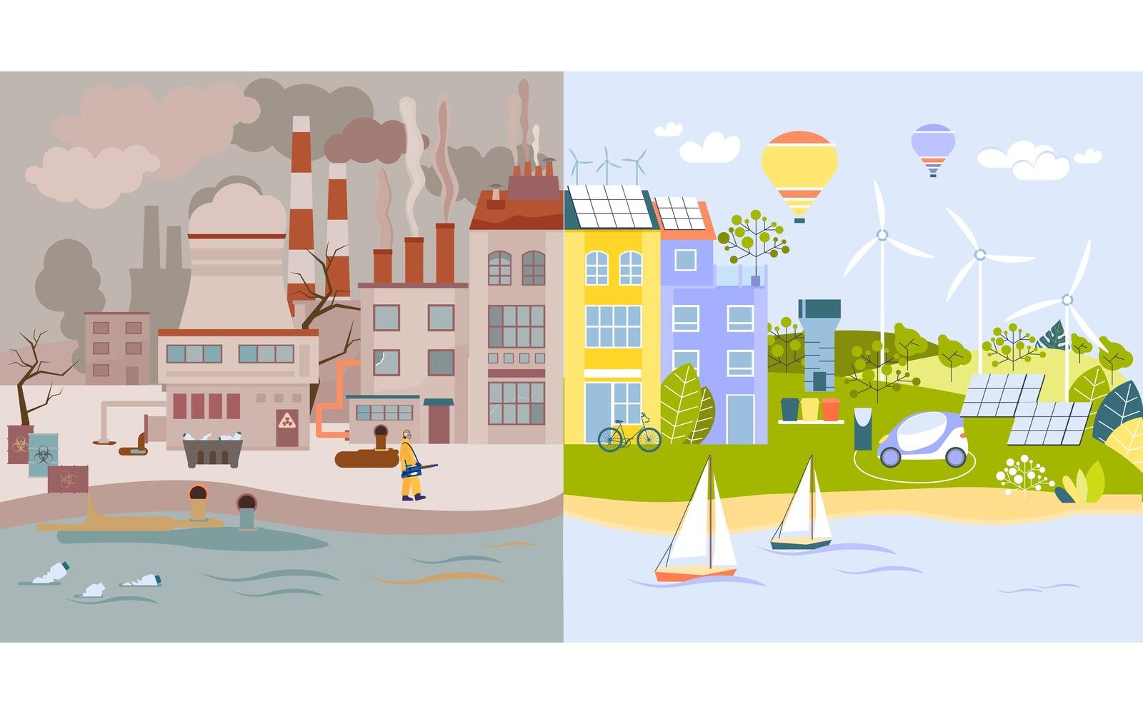 Environmental Protection Vs Flat 210260214 Vector Illustration Concept