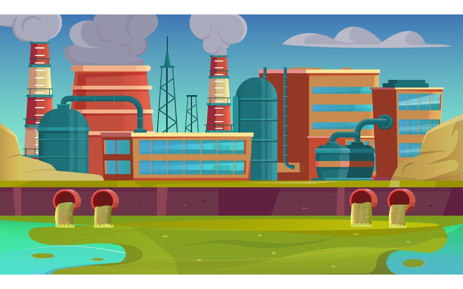 City Drains Ocean Pollution Flat 210251128 Vector Illustration Concept