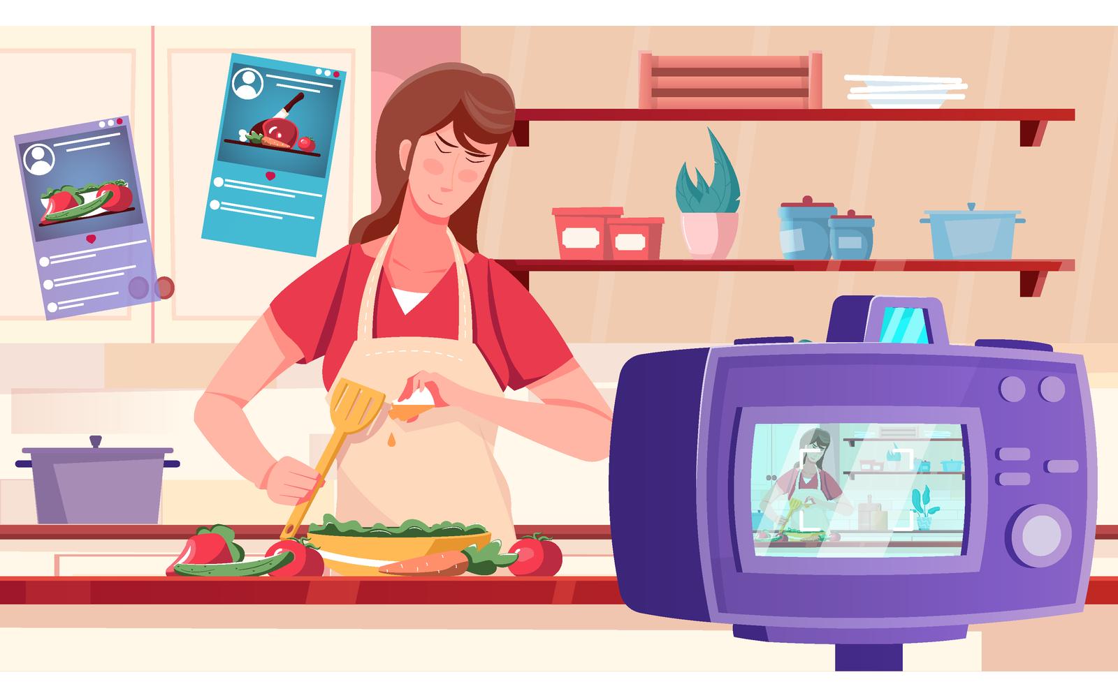 Blogger Video Flat 210251136 Vector Illustration Concept