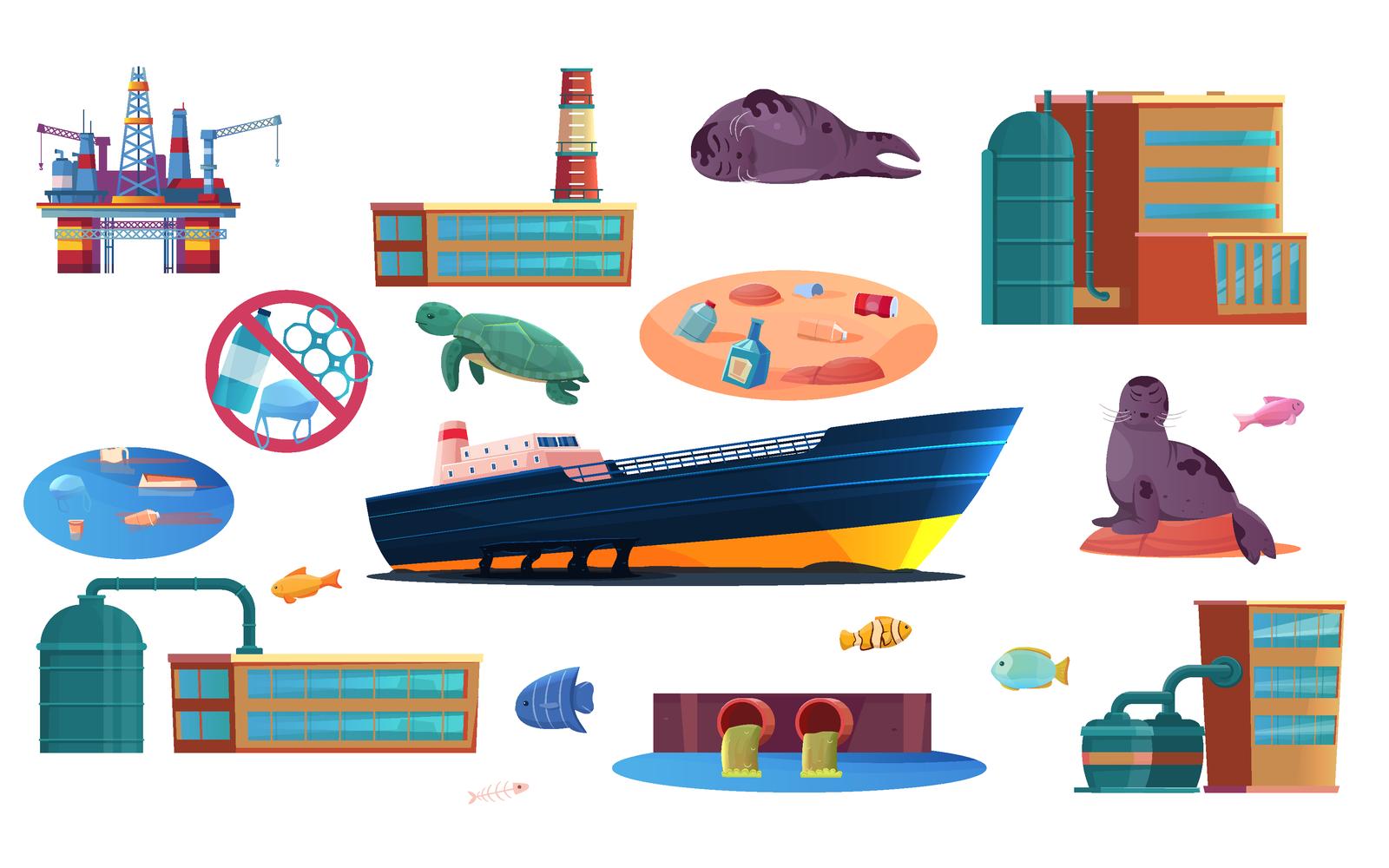 Ocean Problem Set Flat 210251123 Vector Illustration Concept