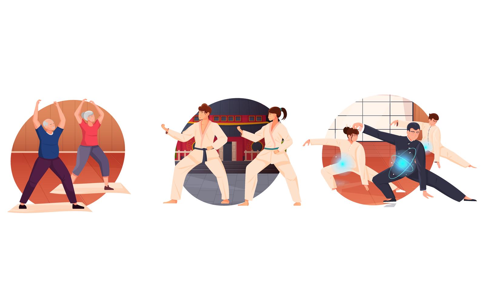 Martial Arts Composition Flat Flat 210251118 Vector Illustration Concept