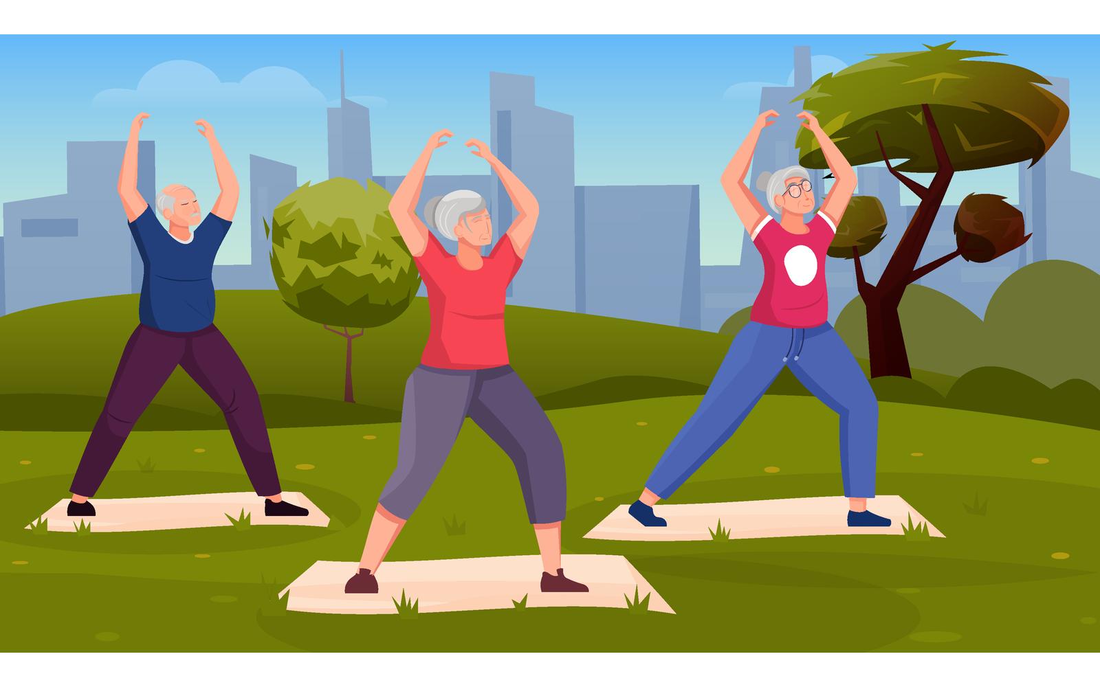 Qigong Old Flat 210251117 Vector Illustration Concept