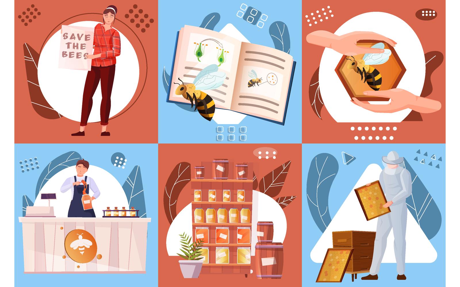 Beekeeping Composition Set Flat 210251108 Vector Illustration Concept