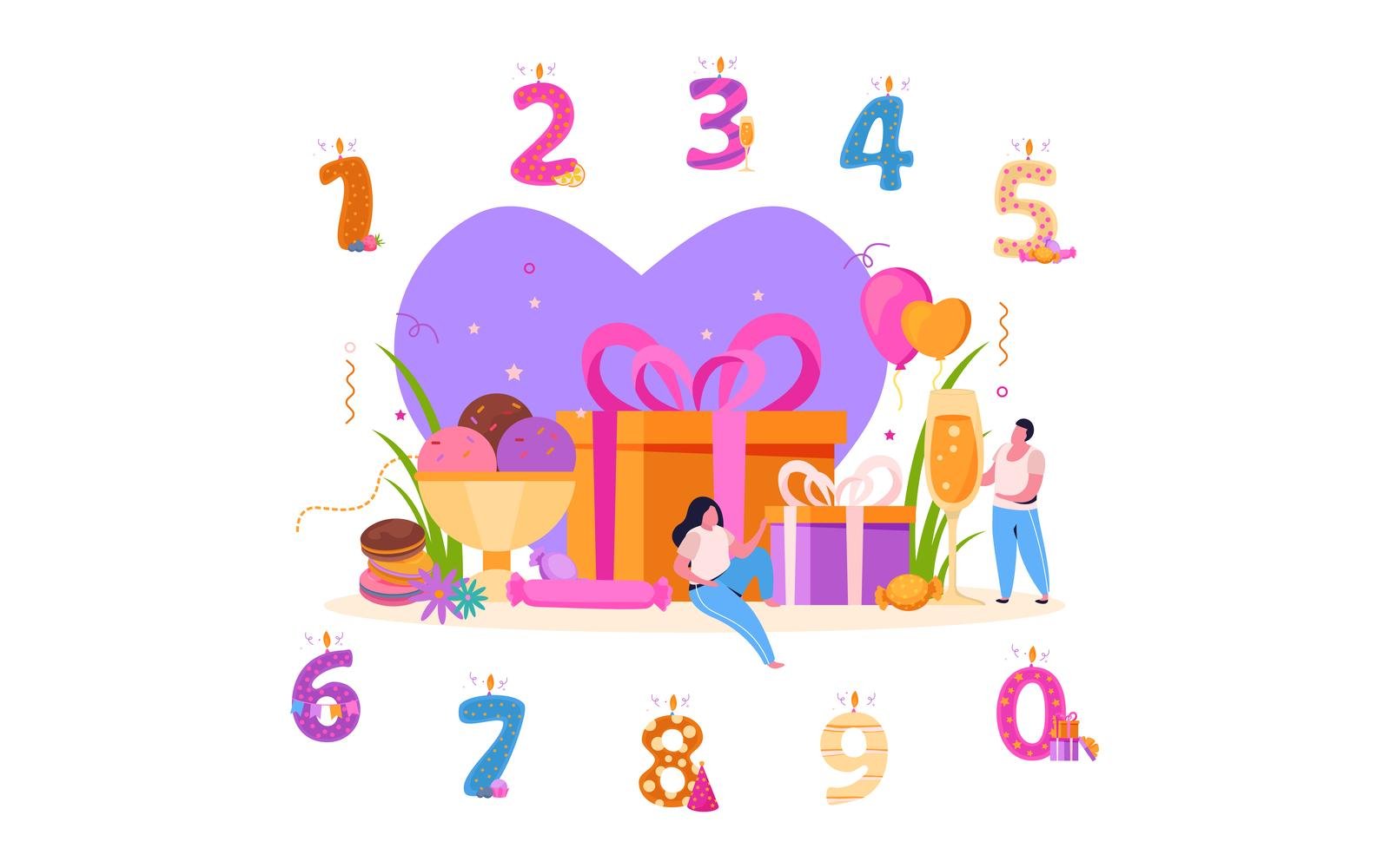 Birthday Flat Composition 210240229 Vector Illustration Concept