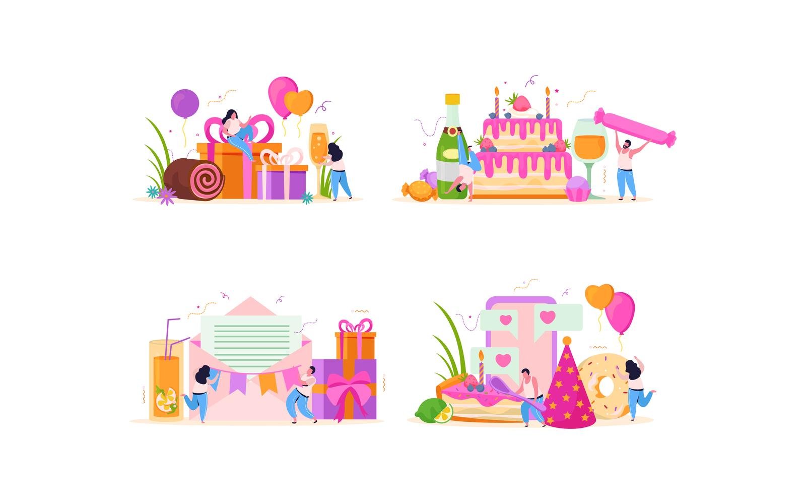 Birthday Flat Composition 210240226 Vector Illustration Concept