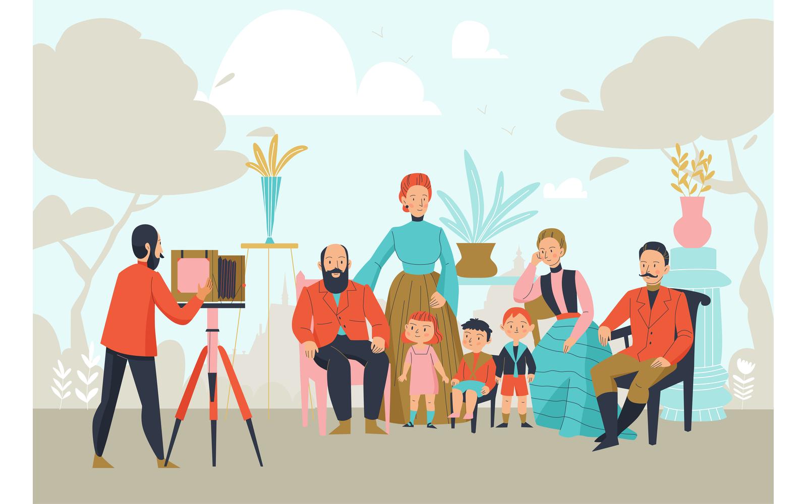 Vintage Photographer Family 210230511 Vector Illustration Concept