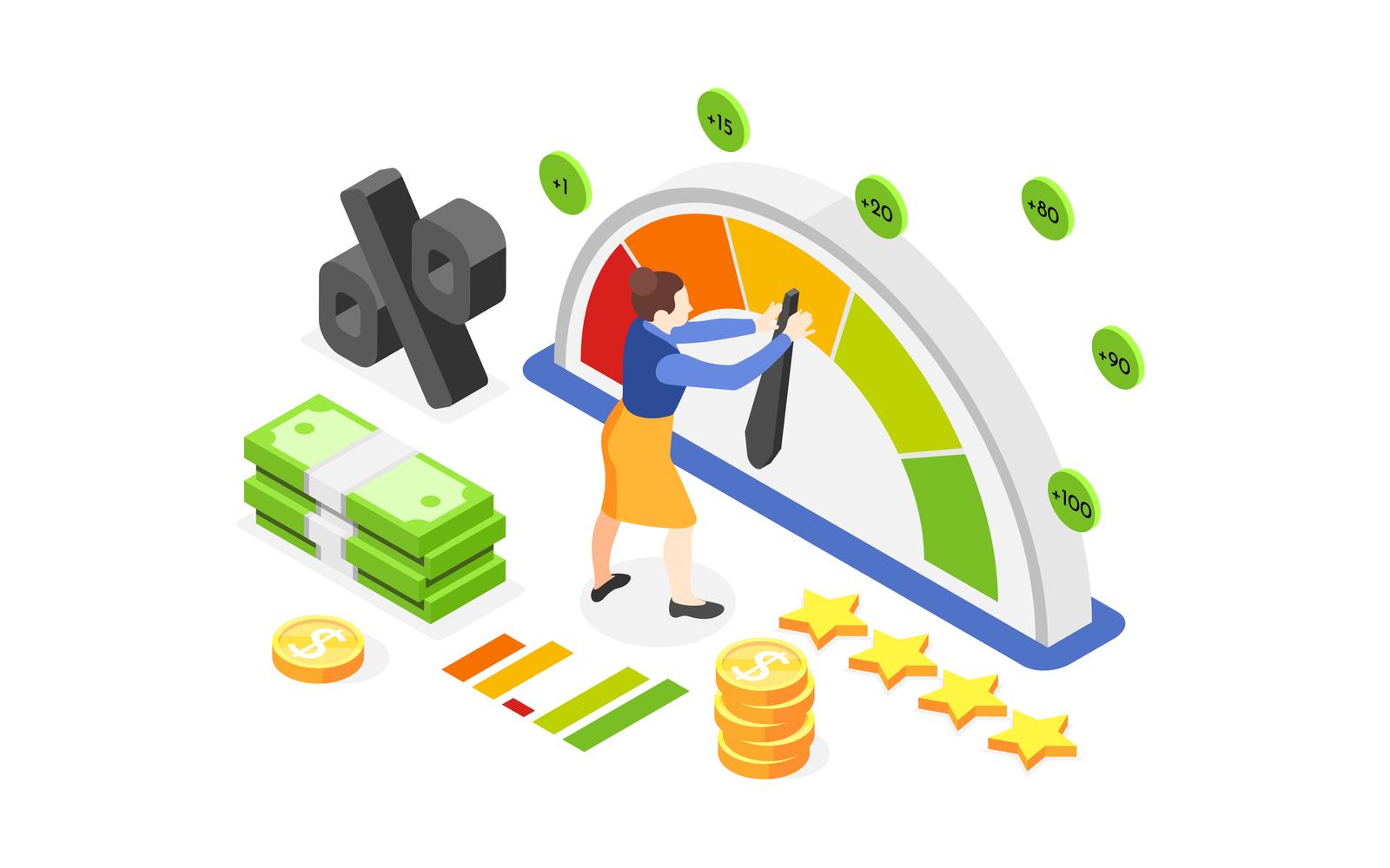 Credit Score And History Isometric Composition 210230129 Vector Illustration Concept