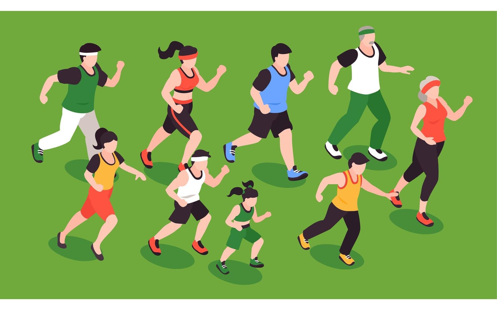 Isometric People Run Fitness 210212109 Vector Illustration Concept