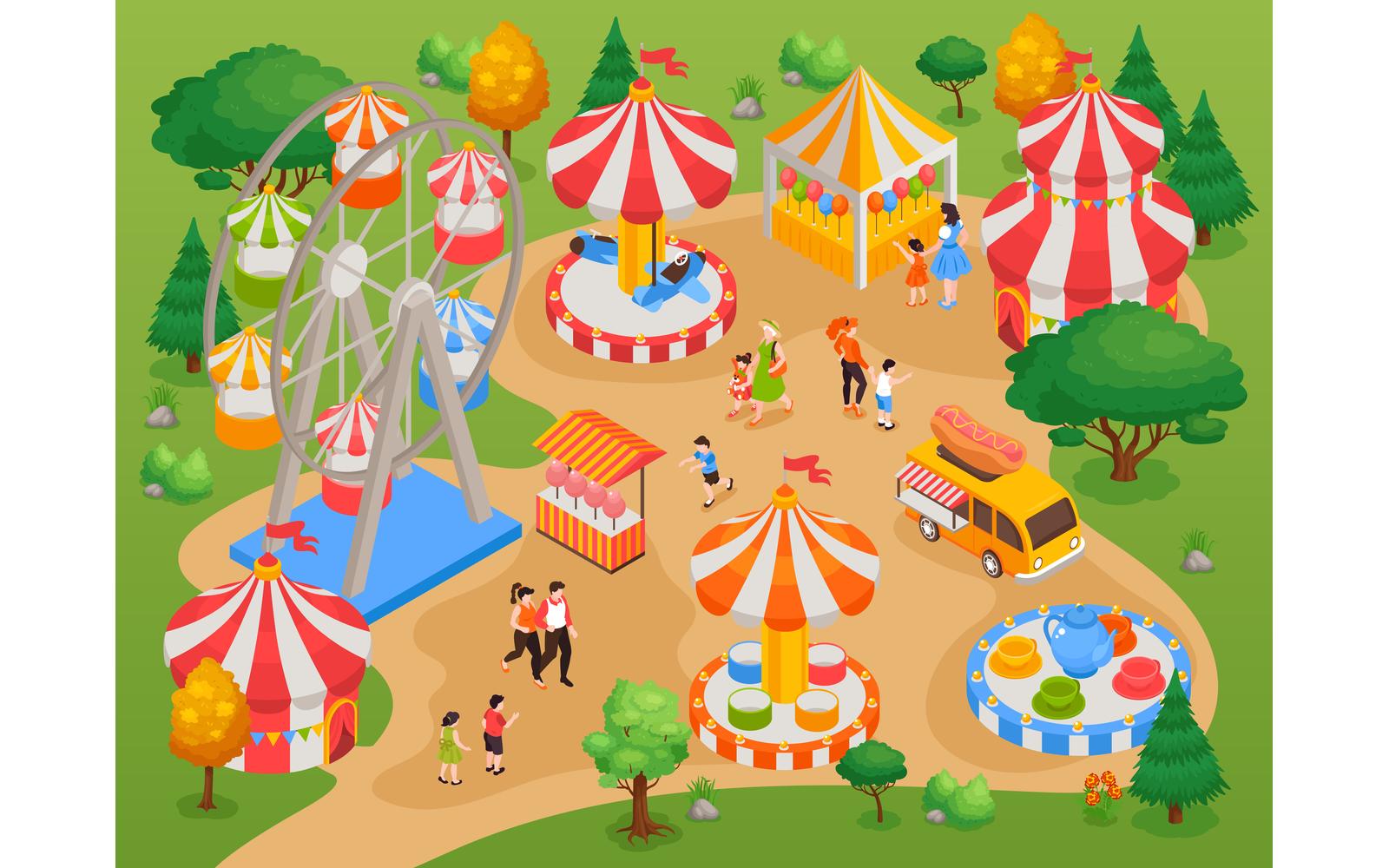 Isometric Amusement Park Illustration 210212102 Vector Illustration Concept