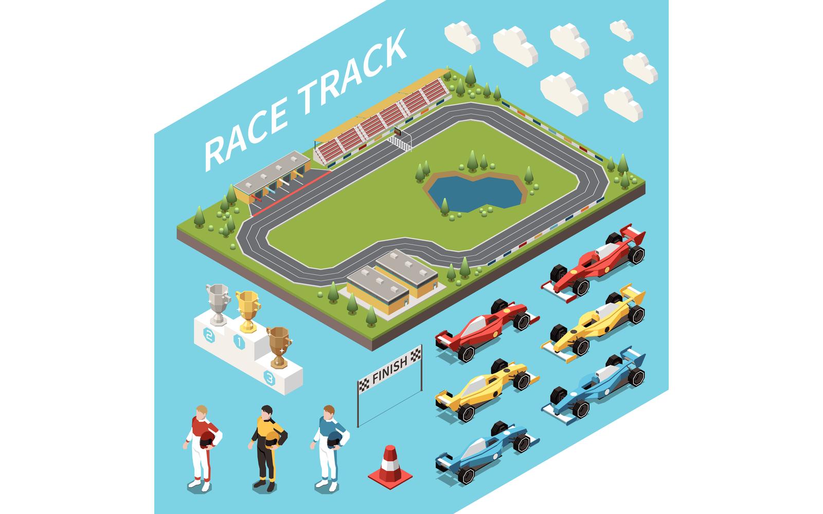 Car Race Isometric 210210913 Vector Illustration Concept