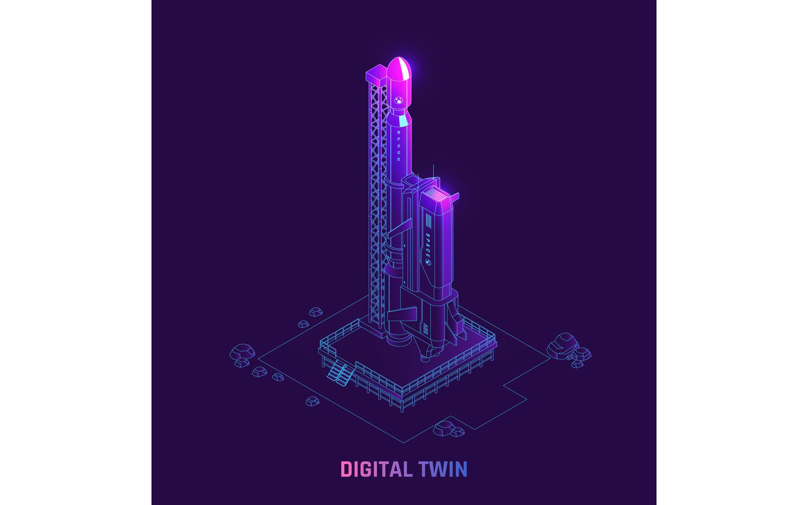 Digital Twin Technology Isometric 210210118 Vector Illustration Concept