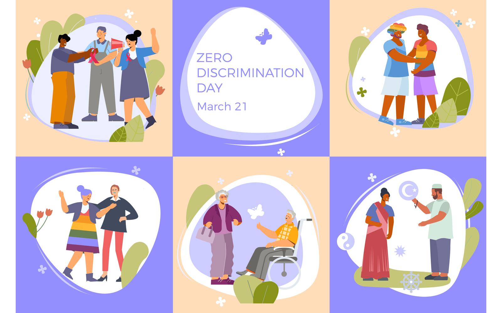 Discrimination Composition Set Flat 210160219 Vector Illustration Concept